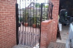 Pedestrian side gate and wall top railing